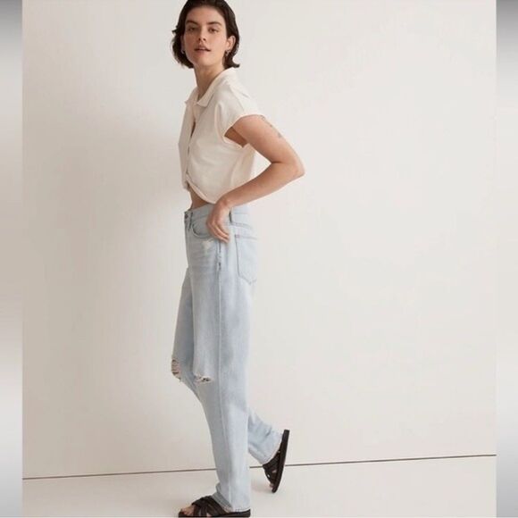 Madewell NWT The Slouchy Boyjean Size 31 Ripped Edition in Wrightlane Wash - Picture 6 of 11